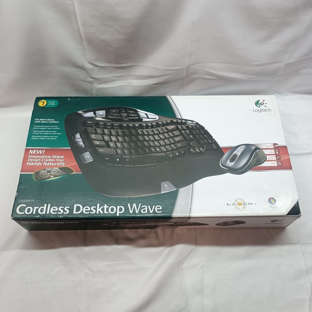 Logitech Cordless Desktop Wave Keyboard & Laser Mouse READ Missing 2 Pieces